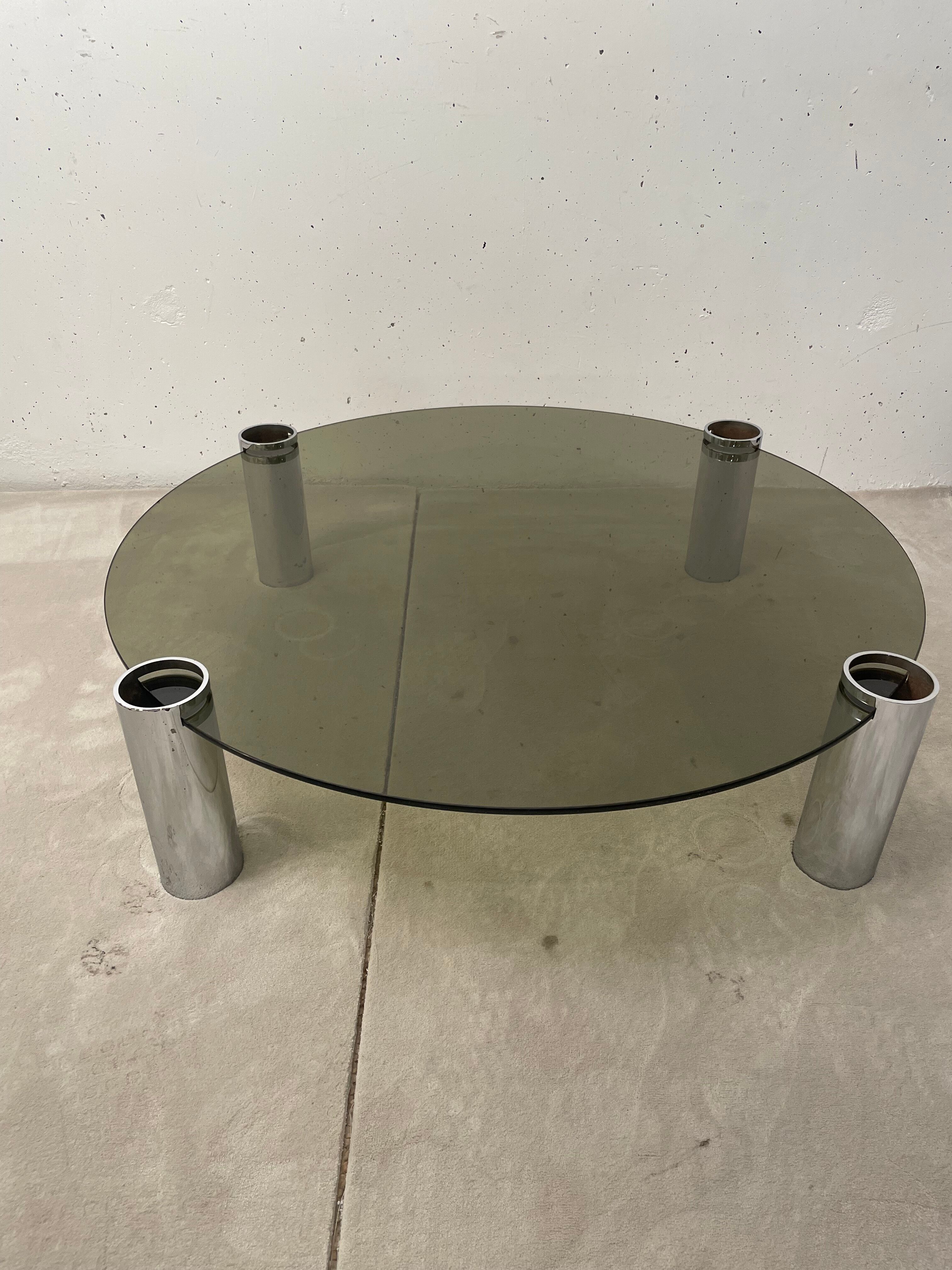 Coffee table chrome and glass 1970