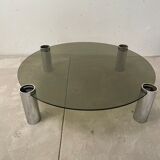 Coffee table chrome and glass 1970