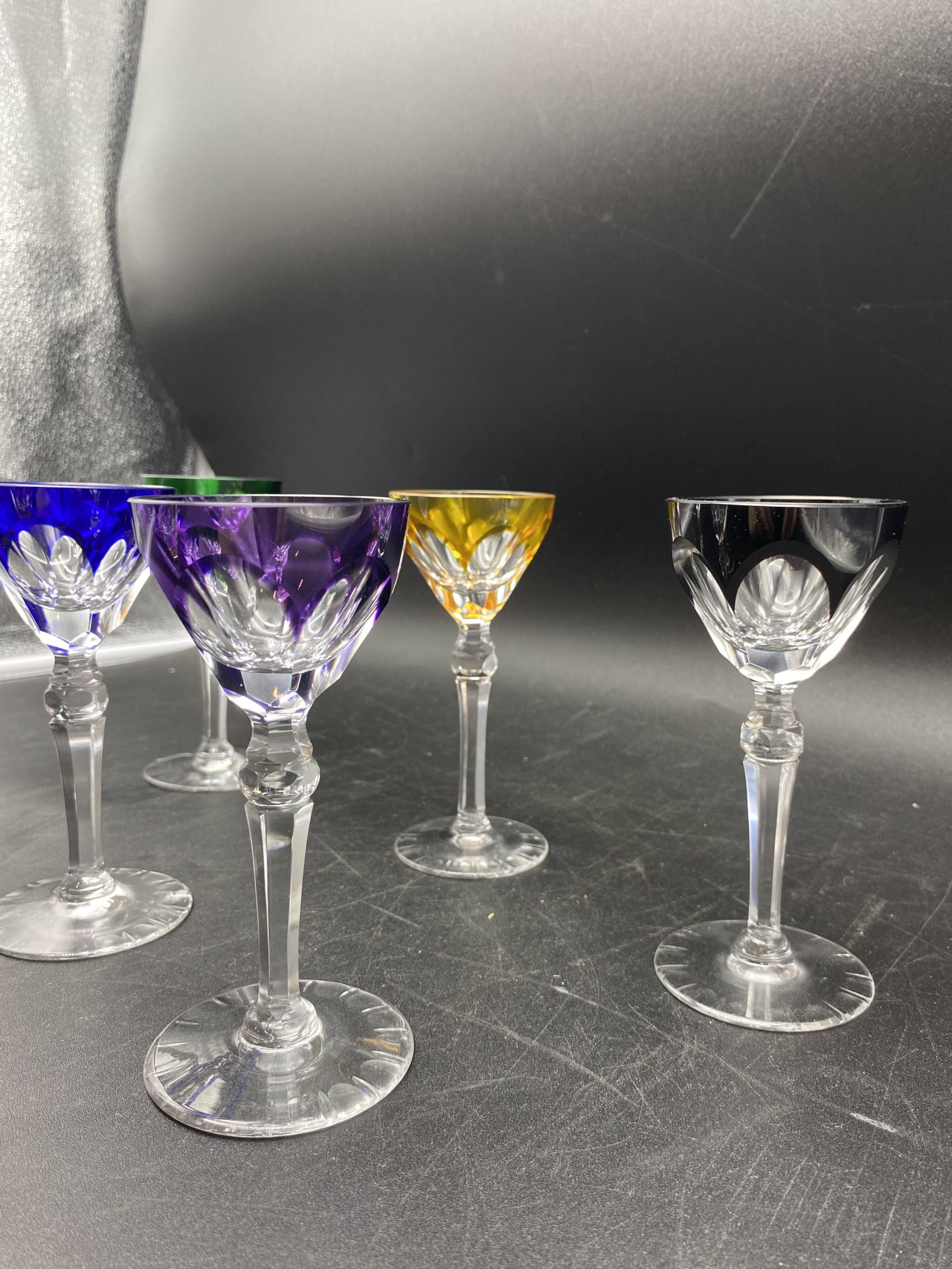 6 colored crystal port glass