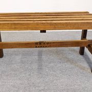 Wooden slatted display bench or support, France circa 1960.
