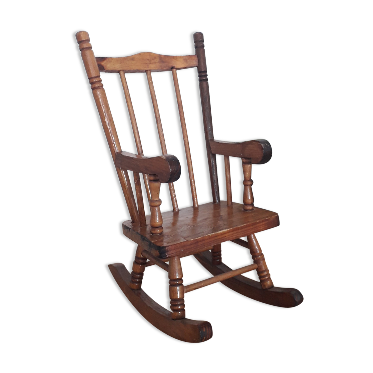 Old wooden rocking-chair for doll - 60s