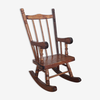 Old wooden rocking-chair for doll - 60s