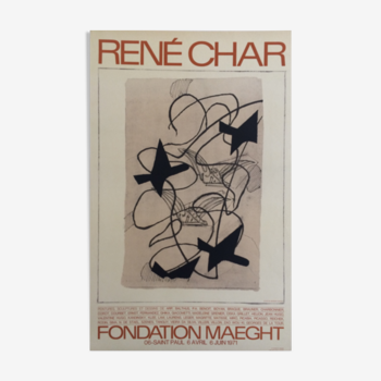 Affiche originale d'exposition georges braque, rené char / fondation maeght, 1971