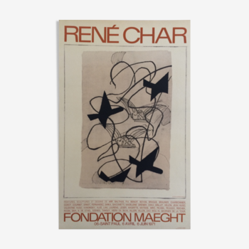 Georges braque, rené char / fondation maeght, 1971. original exhibition poster