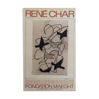 Georges braque, rené char / fondation maeght, 1971. original exhibition poster