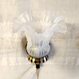 Art Deco wall light in brass with glass shade - mid 20th century.