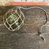 Old Fishing Floater Marine Glass + Vintage Net Rope