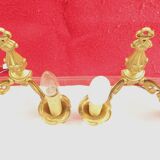 Pair of sconces in gilded bronze double candles