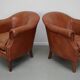 Vintage Dutch Leather Club Chairs in Cognac, Set of 2