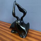 Black ceramic figurine of 2 Pelicans by Miroslav Smutny 1960s
