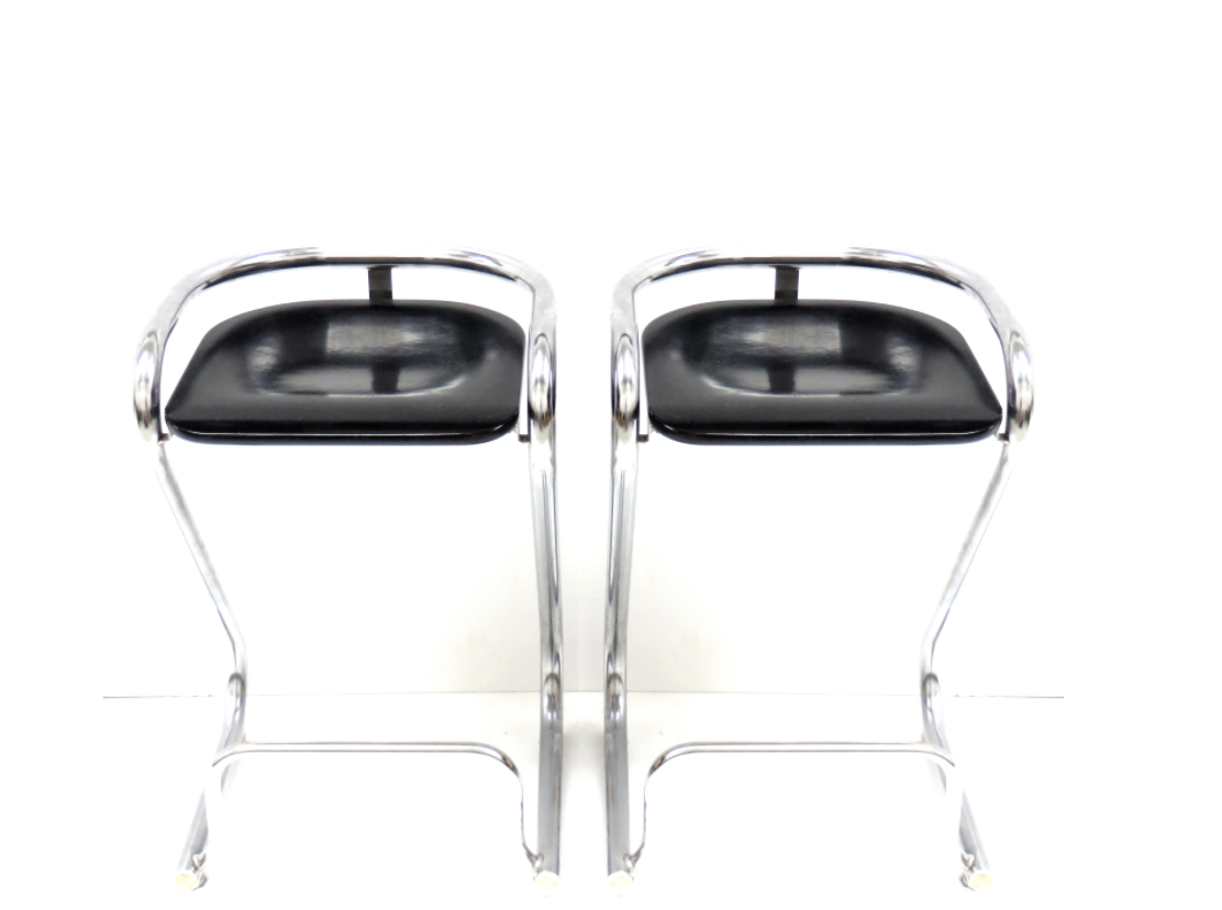 Tabourets de bar vintage en chrome conçus par Börger Lindau & Bo Lindekrantz pour Lammhults
