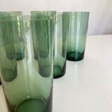 Set 6 verres gobelets verts soufflés 1960