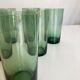 Set 6 glasses green cups blown 1960