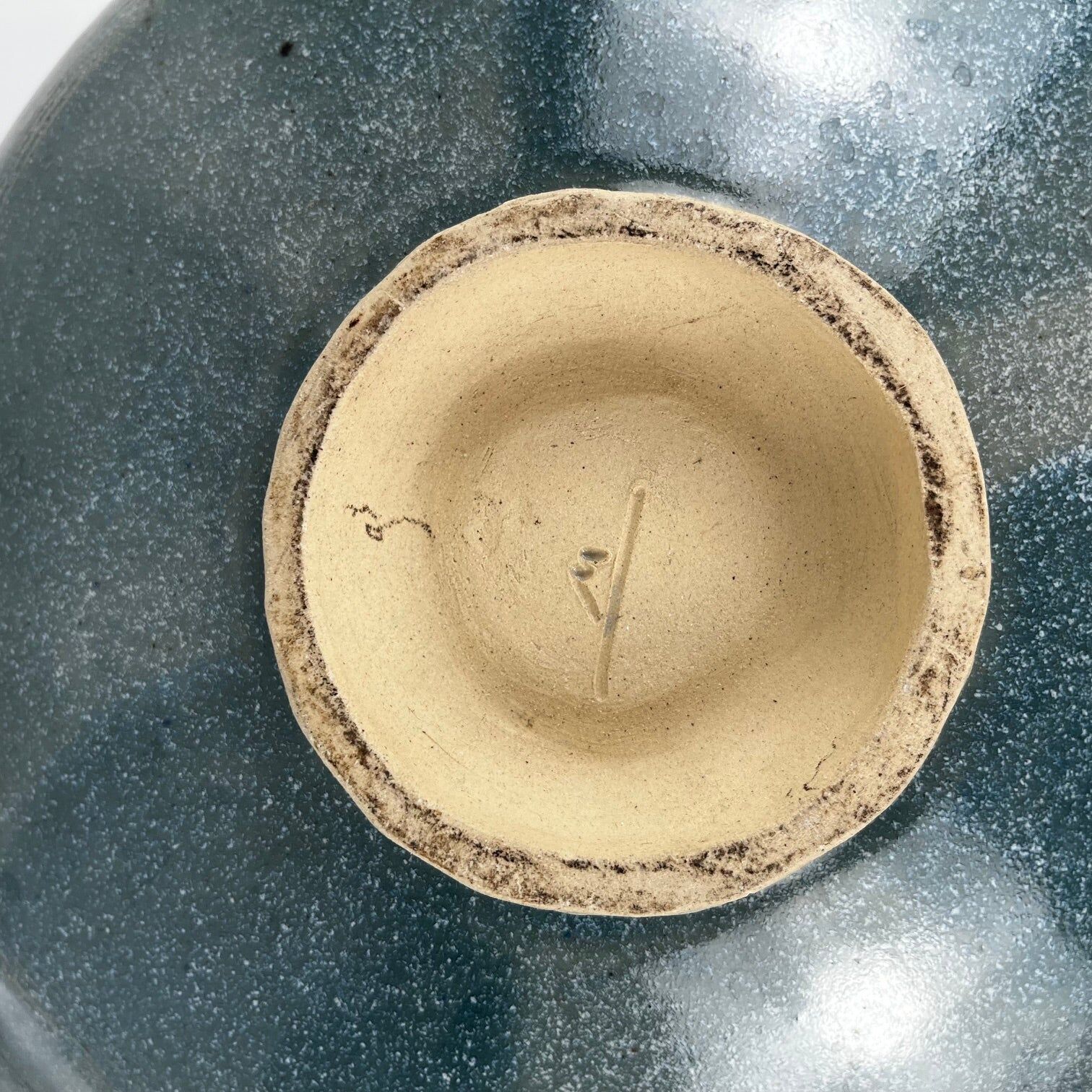 Glazed ceramic bowl in dark blue/green by Pierre Baey, 1960