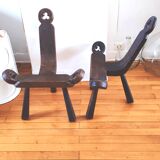 Pair of brutalist chairs tripod feet