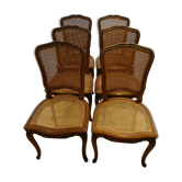 Ensemble de 6 chaises cannées