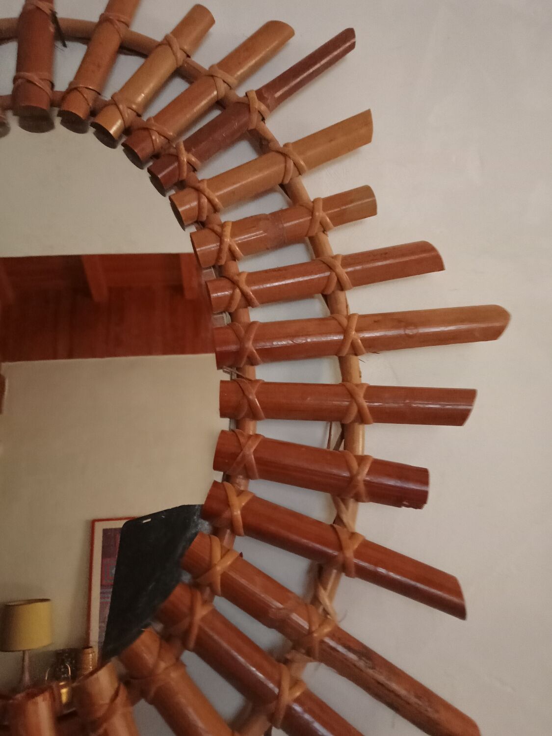 Sun mirror in bamboo and rattan, 70x55 cm