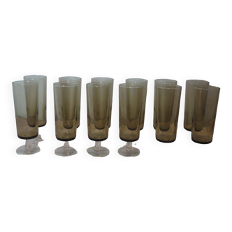Set of 12 champagne flutes Smoked glass