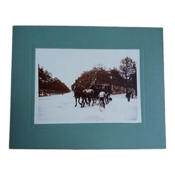 Photographie ancienne 1900 diligence, chevaux et cocher Chemins de fer de l'Etat