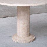 Travertine italian mid-century circular dining table