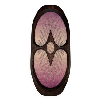 Organic wall wood and wool tapestry by Rozinkova, 1970s, Czechoslovakia