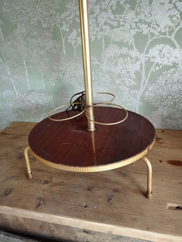 Lampadaire vintage Années 70 – Range-bouteilles & repose-verres en bois