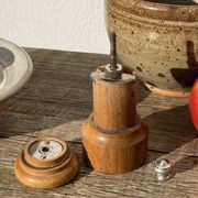 Peugeot pepper tree for Christofle in silver metal and vintage wood