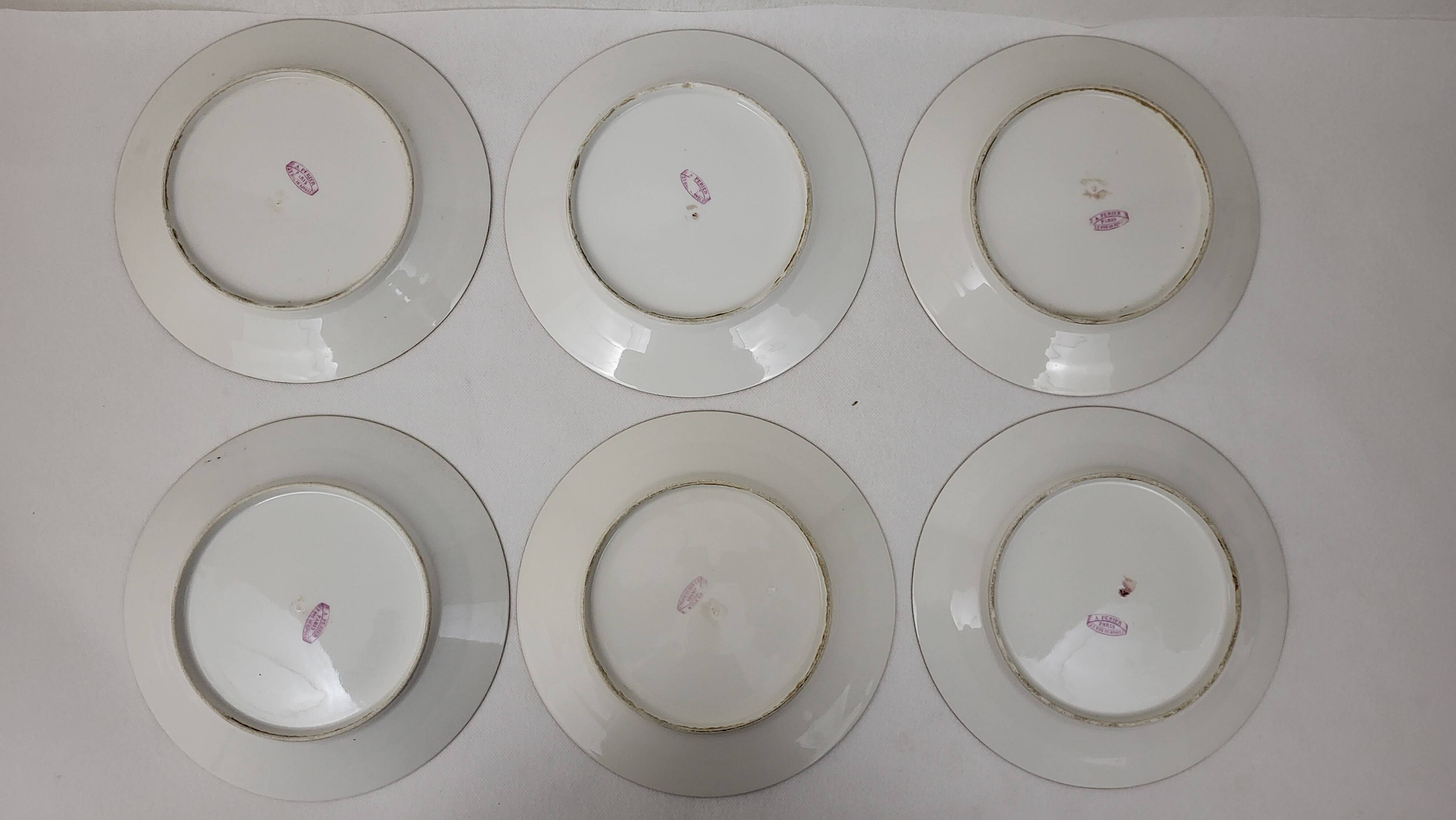 6 Paris porcelain dinner plates