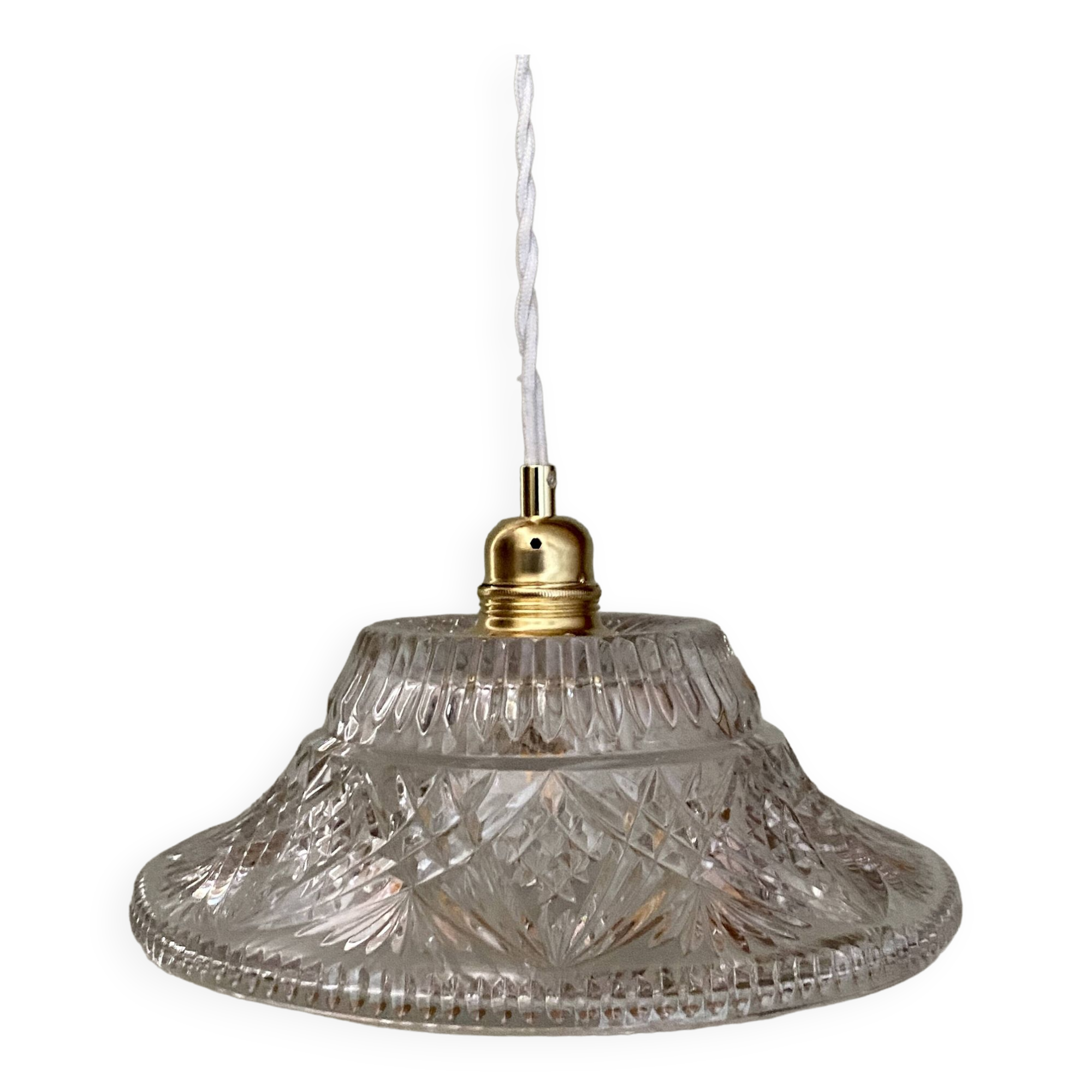 Vintage molded glass lampshade pendant light - tableware collection -
