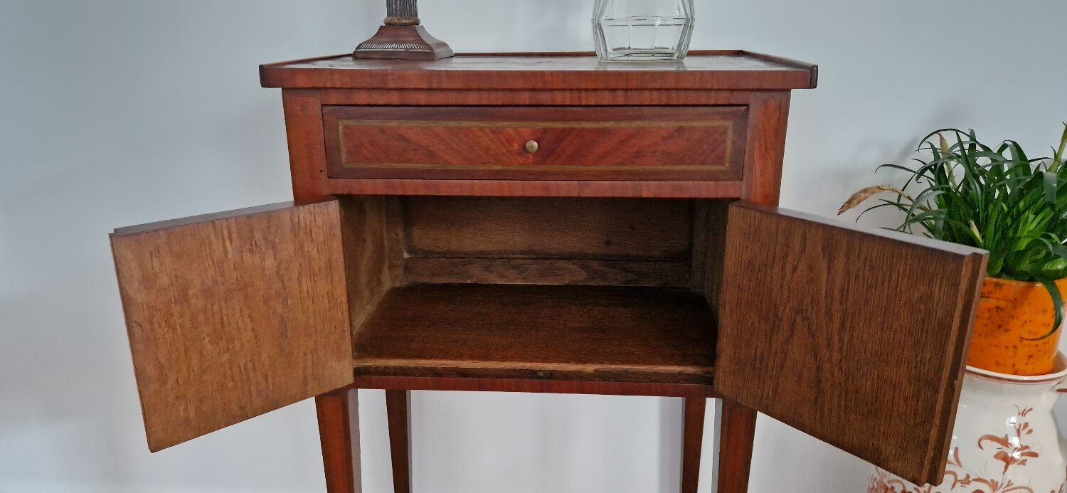 Directory style marquetry side table