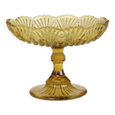 Art Deco Amber Depression Glass Tall Fruit Bowl 17cm