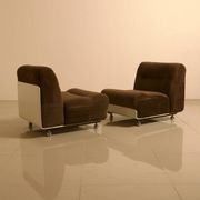 3 chauffeuses "Concha" en velours marron par Jo Otterpohl pour COR