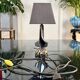 Modernist Art Deco Table Lamp in Chromed Metal - Textile Lampshade