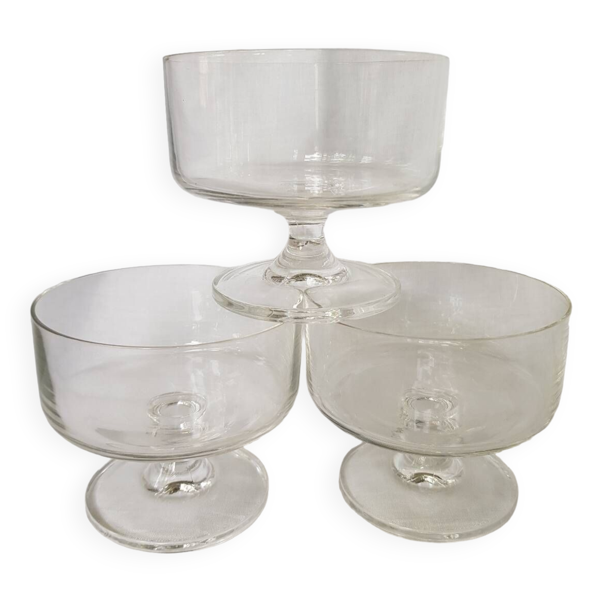 Ensemble de 3 tasses à dessert vintage en verre