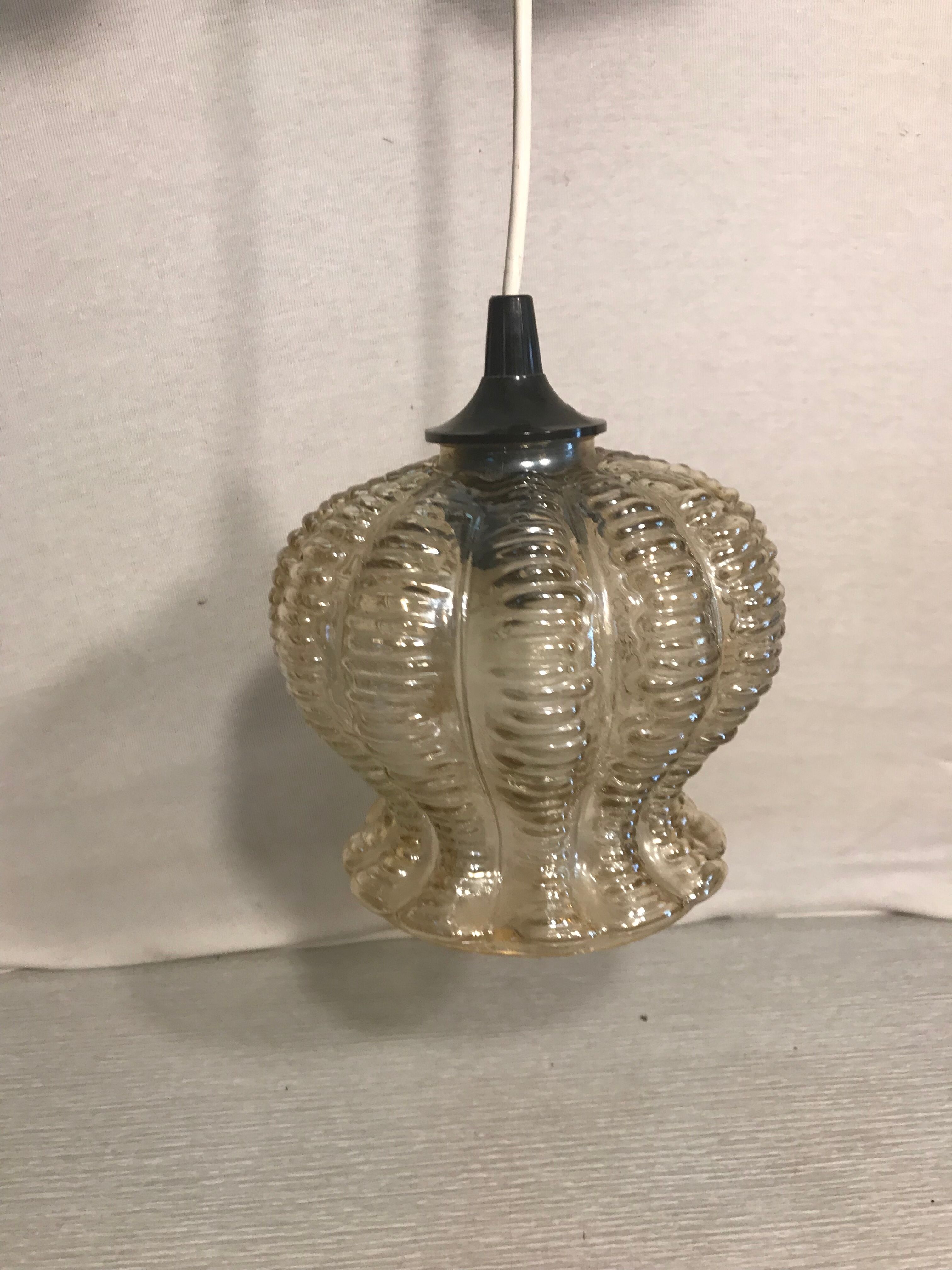 Old glass moulded shape geometric shape years 70 decoration #5