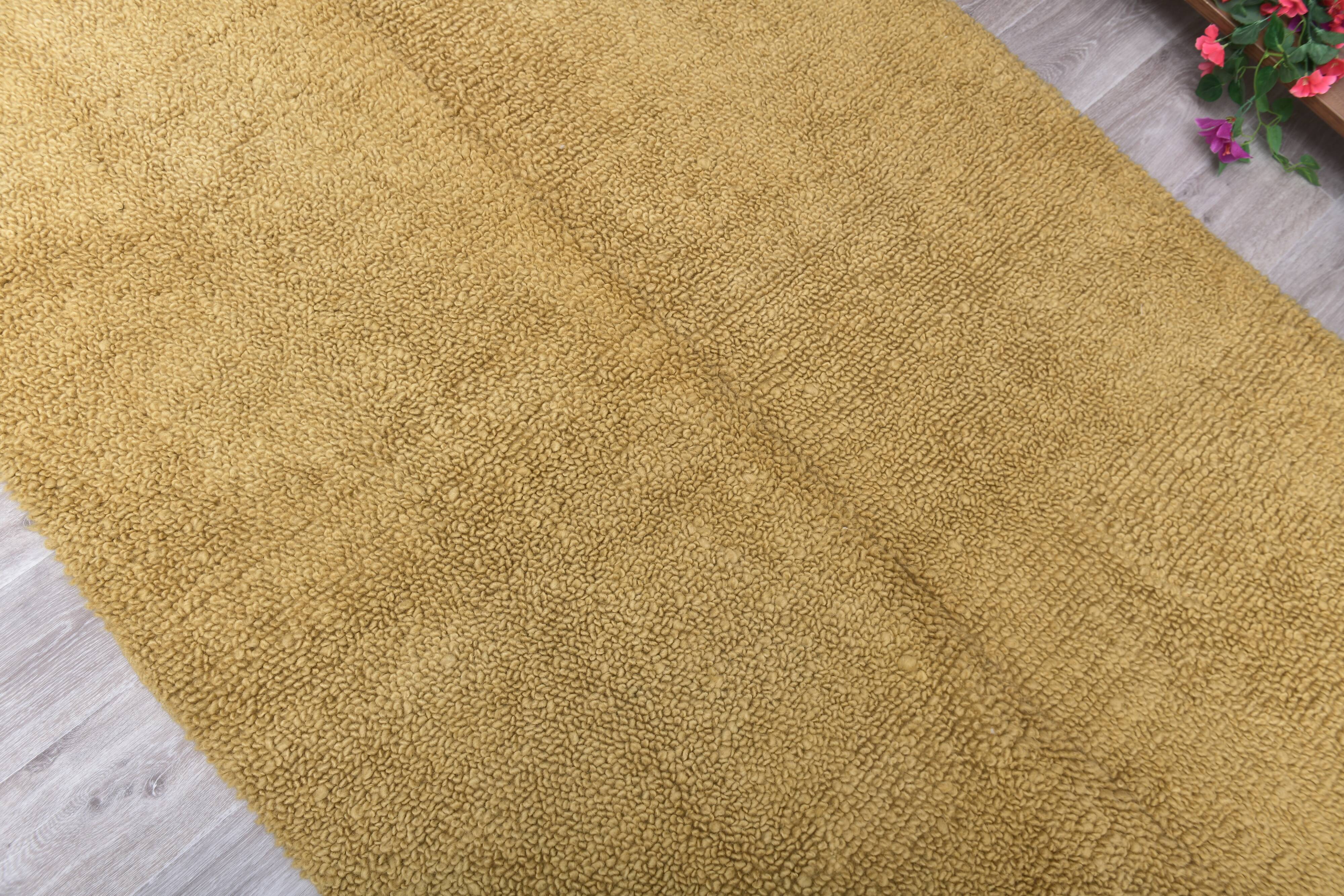 Mustard Moroccan Wool Berber Rug 133x211Cm