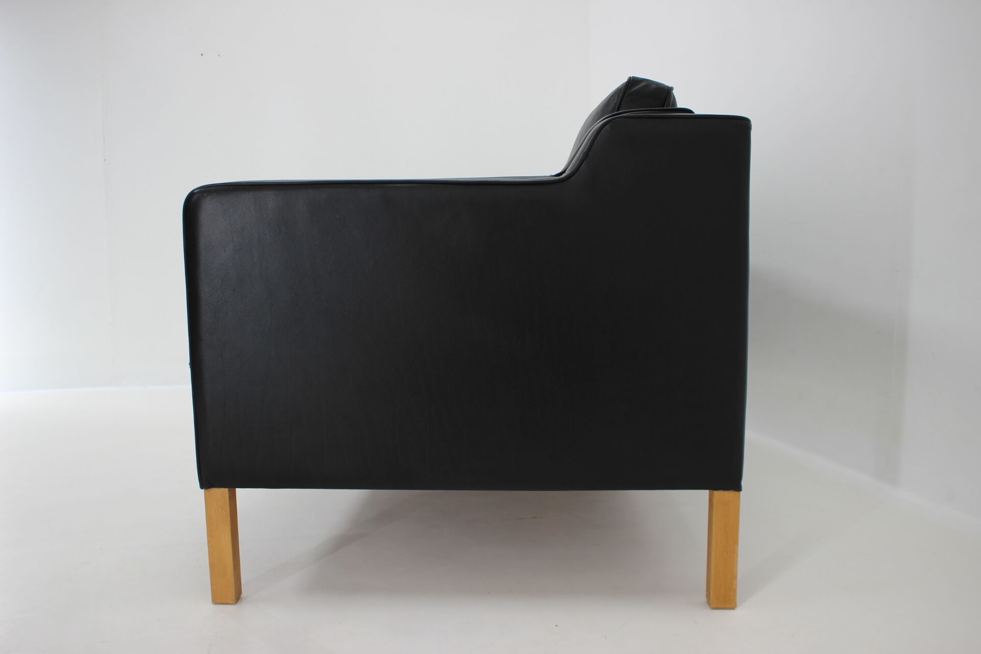 1980s Black Leather 3-Seater Sofa by Stouby, Denmark
