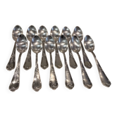 12 silver-plated metal teaspoons, Ercuis silversmith, Louis XV 29