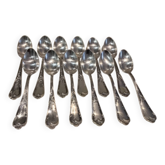 12 silver-plated metal teaspoons, Ercuis silversmith, Louis XV 29