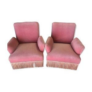 Fauteuils crapauds velours rose