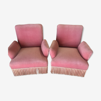 Pink velvet toad armchairs