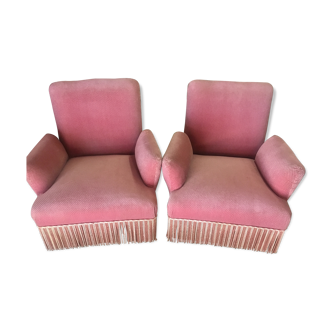 Pink velvet toad armchairs