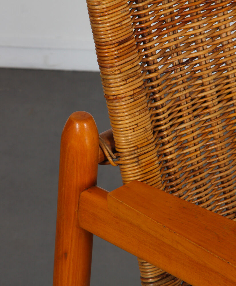 Fauteuil vintage en osier édité par Uluv 1960