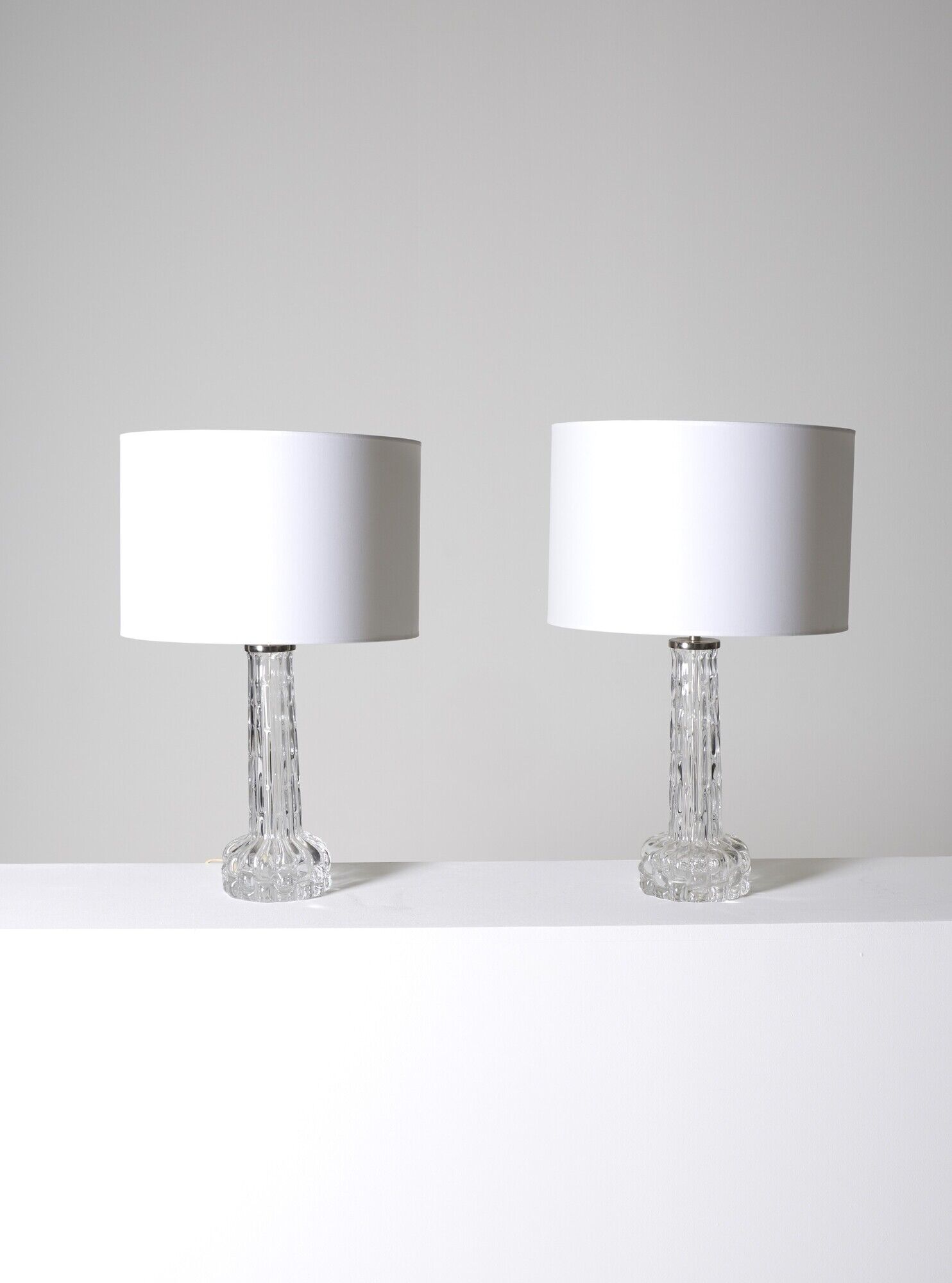 Pair of vintage crystal table lamps by Carl Fagerlund for Orrefors