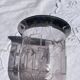 Antique Art Deco engraved glass, silvered rim and base.