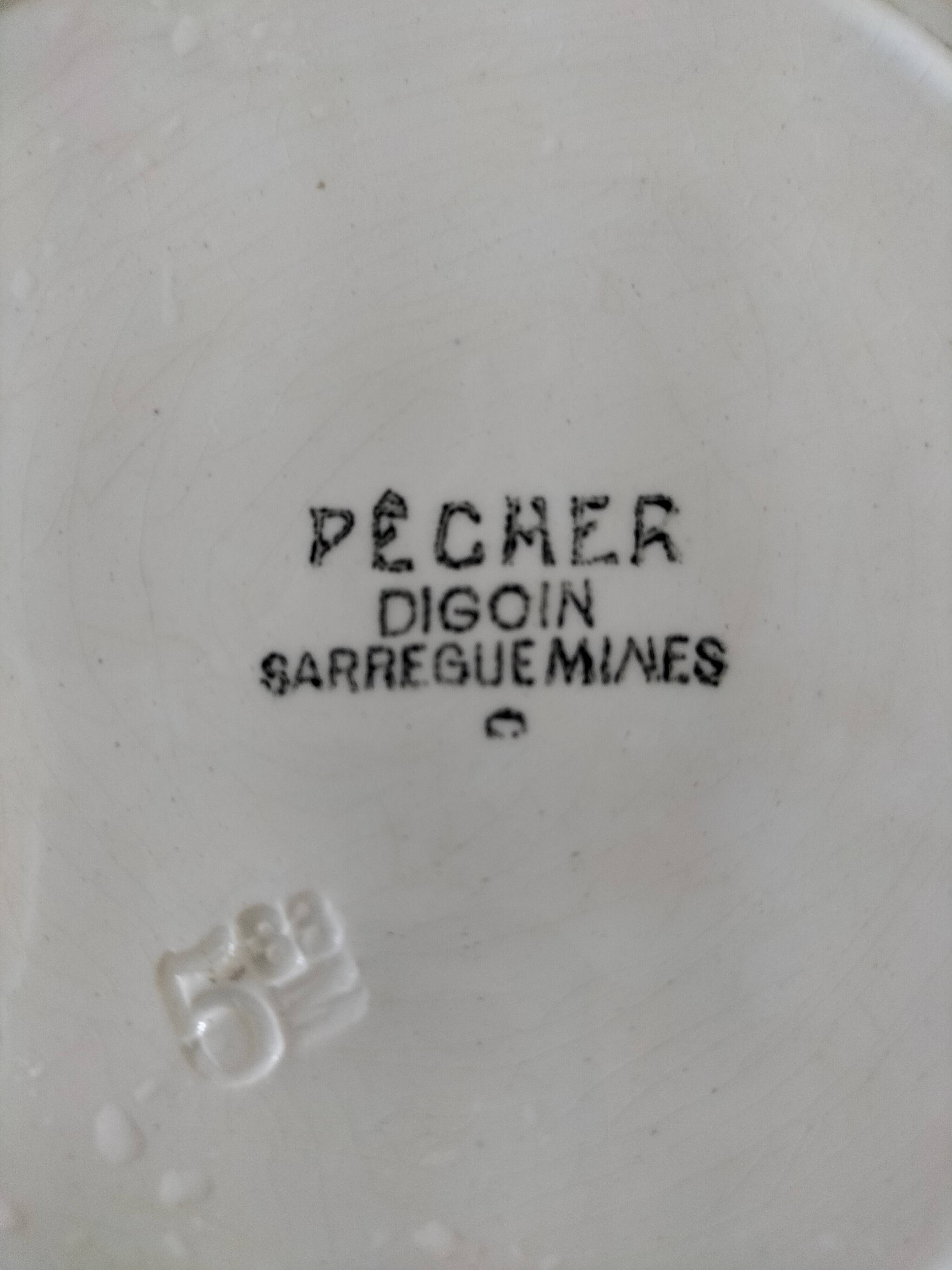 3 assiettes plates Digoin Sarreguemines modèle Pêcher