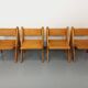 Set of 4 vintage brutalist chairs in solid oak from the 1960s.