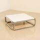 "Space Age" square coffee table in metal and white top 70's