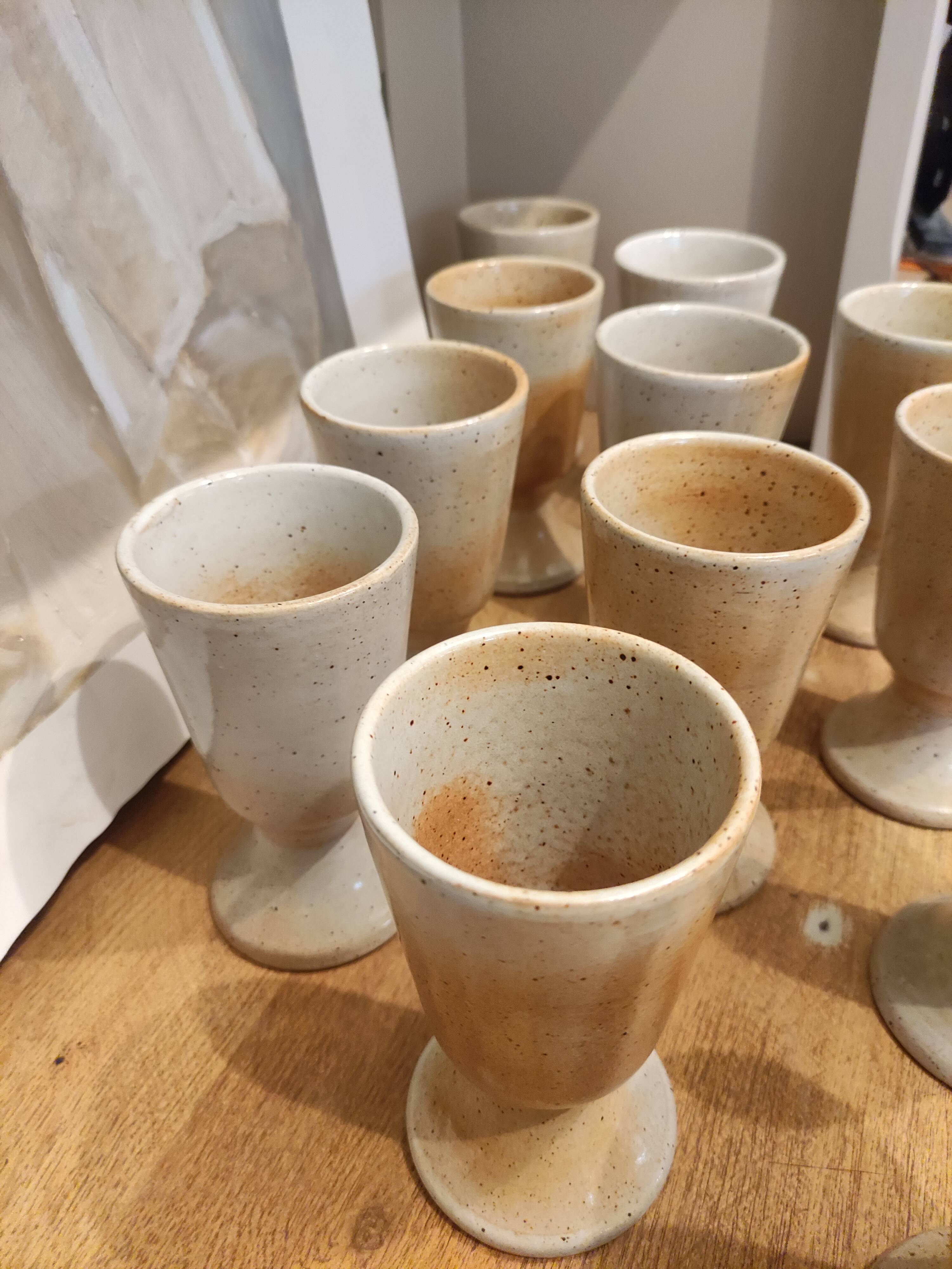 Set of 12 vintage stoneware mazagrans