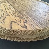 Top of the 60s in rattan braid wood bottom covered with a plastic with pink and yellow flower